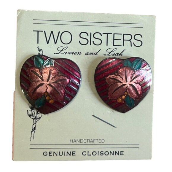 Vintage Two Sisters Genuine Porcelain, Hand-crafted Earrings, Rare, Chunky, Bold - Picture 1 of 5